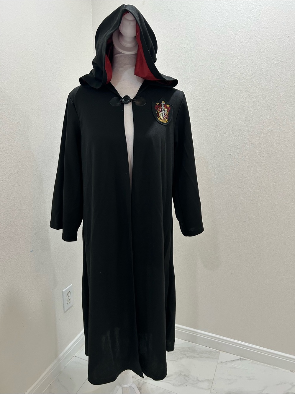 Harry Potter Black Hooded Gryffindor Robe - Women's Costume Coat, Size M